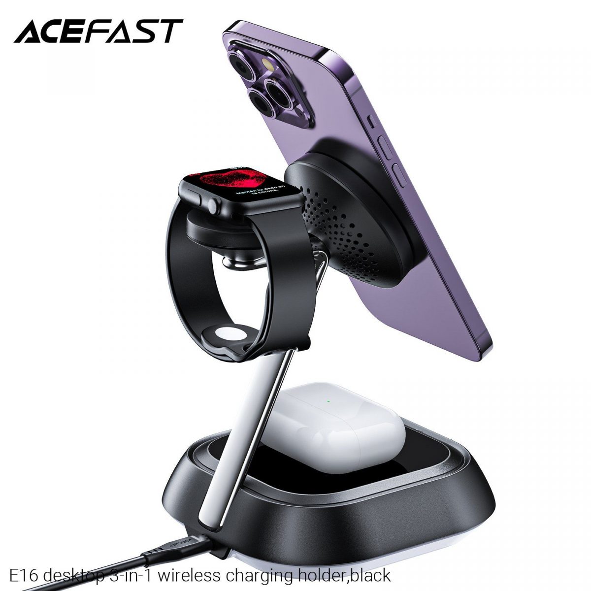 E16 Desktop 3-in-1 Wireless Charging Holder