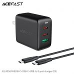 Bộ sạc ACEFAST PD3.0 65W 3 cổng USB-C+USB-C+USB-A (US) - A15